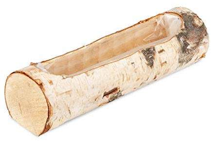 NaDeco Birkenstamm Pflanzenschale, Länge ca. 29cm | Birkenstamm zum Bepflanzen | Pflanzschale aus Birkenstammholz | Pflanztopf Birke | Holzstamm zum Bepflanzen | Pflanztopf Natur