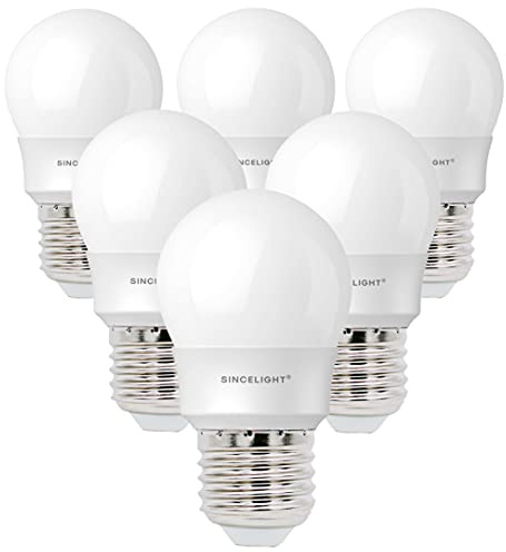SINCELIGHT LED-Glühbirnein mit E27-Sockel, 5-Watt P45 A45 Miniglühbirne, Golfballform, Satte und Echte Farbe RA≈92, Neutralweiß 4000K, 500 Lumen, 50W Äquivalent, ES Edison-Sockel, 6er-Pack
