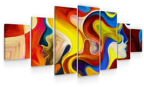 Startonight Grand Format Impression Sur Toile - Nymphes Aux Cheveux Frisés - Tableau Abstrait - Decoration Murale Salon Moderne - Image sur Toile xxl 7 pieces Tendu Sur Chassis 100 x 240 cm