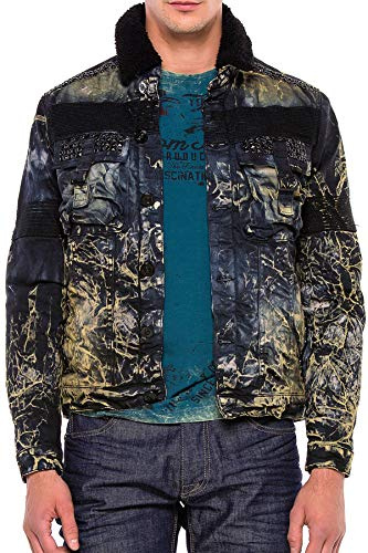 Cipo & Baxx Herren Jeansjacke Series – Klassische Denim, Leder, Sport Verschiedene Jackenmodelle – Knopf und Reißverschluss – Sweat-Kapuze und Sweatärmeln – mit Modernen Komfort-Details