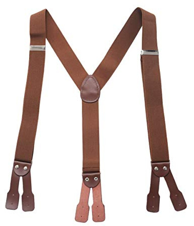 GRACEART Herren Hosenträger breit mit Leder Knopfloch Elastische und verstellbare Länge Y Form mit 10 Tasten für Herren