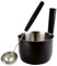 LUMO Edelstahl 5L Sauna Kübel mit Kelle, Sauna Zubehör Set Schwarz mit Holzgriff - Saunakübel Set