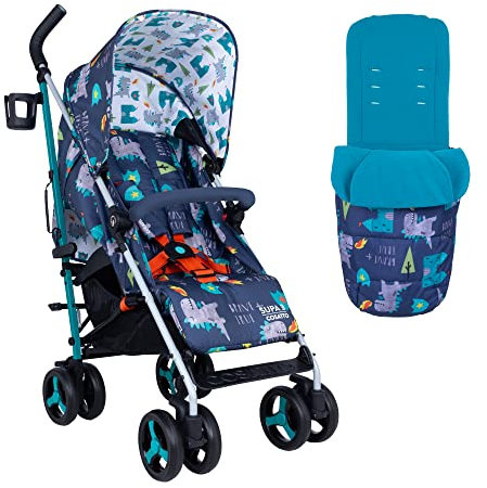 Cosatto Supa 3 Pushchair with Footmuff – Lightweight Stroller from Birth to 25Kg - Easy, Compact, Umbrella Fold, Large Shopping Basket, Carry Handle Footmuff, Dragon Kingdom
