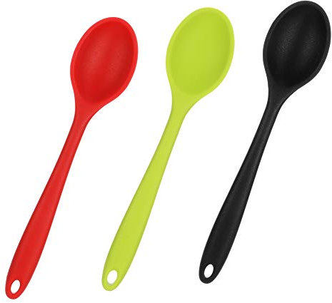 Hyrew 3 Stück Silikon Kochlöffel, Küchenlöffel Silikon Rührlöffel Kochlöffelset zum Rühren und Mixen, 27cm