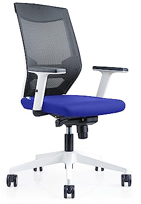 Rocada | Blå kontorsstol Ergonomiska Lumbar Reglering | Hjulstol, Luta och bekväm | Klädd med Mesh och Brandsläckt tyg