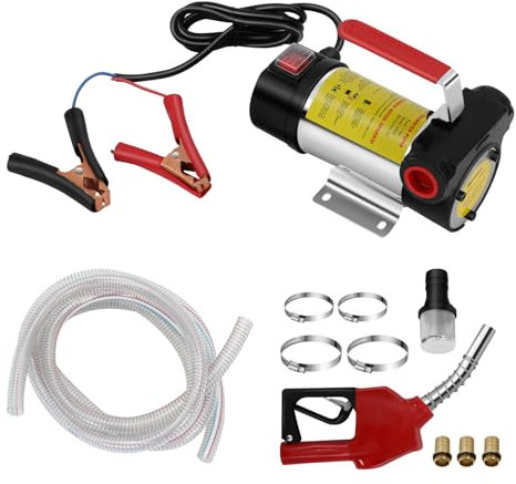 Trintion 12V 175W Dieselpumpe Dieselförderung Elektrische Ölpumpe 45L min 3600 l/h Mit Kraftstoffdüse flexiblem Messing Rückschlagventil Schellen