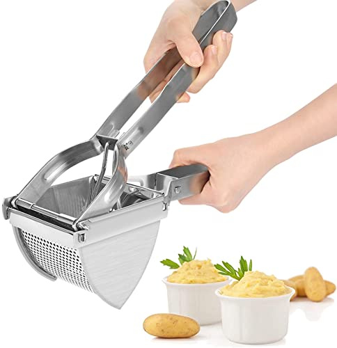 Ejoyous Kartoffelpresse Edelstahl, Kartoffelstampfer Kartoffelquetsche Obst und Gemüse Kartoffel Stampfer, für Cremige Flauschige Kartoffelpüree Obstsäfte Gemüsebrei 28 X 8 X 10,5 cm