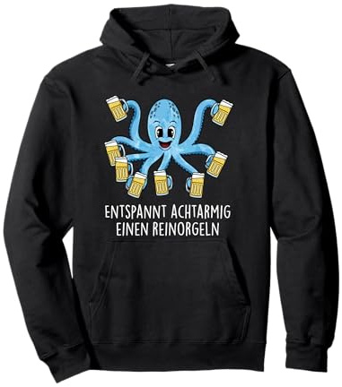 Entspannt achtarmig einen reinorgeln 2. Tintenfisch Bier Fun Pullover Hoodie