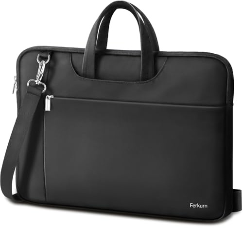 Ferkurn Laptop Case Bag Women Men Computer Sleeve with Shoulder Compatible with HP/Inspiron/Thinkpad/Vivobook/MSI/Surface, 14 inch, Black