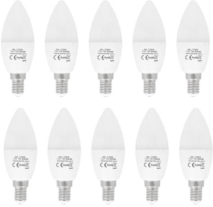 JANDEI - Lot de 10 ampoules LED E14 C37 de 7W équivalant à 60W, 330o d'ouverture, Lumière Blanc Froid 6000K. Parfait pour la Maison, les Bureaux, les Lampes de Table, les Chambres à Coucher.