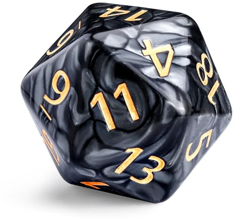 20-seitige DND-Würfel, D20 riesige polyedrische Würfel, 55 mm, Titan, große D20-Würfel, 20-seitiges Würfel-Set für Dungeons and Dragons, RPG, MTG-Tischspiele (Black-Pearle-Serie)