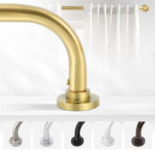 Goldene Gardinenstangen, goldene Gardinenstangen für Fenster 167.6 bis 304.8 cm, verstellbare Verdunkelungsvorhangstange, 2.5 cm Durchmesser, Fenstervorhangstange 167.6–304.8 cm, B Gold gebürstet