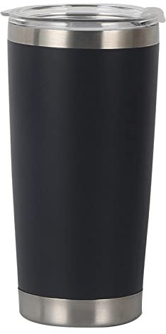 PEEHOO Taza térmica Tazas de cerveza Vaso aislado al vacío de acero inoxidable Termo con tapa Taza de café Botella de agua para automóvil, Negro, 590ml