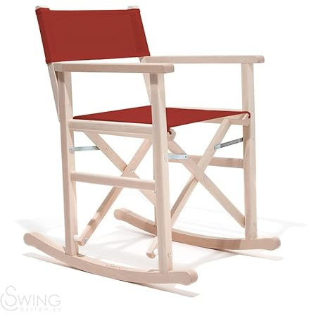 ZStyle Schaukelstuhl Regisseur Mit Armlehnen Holz Design Swing Garten Outdoor Director (Rot)
