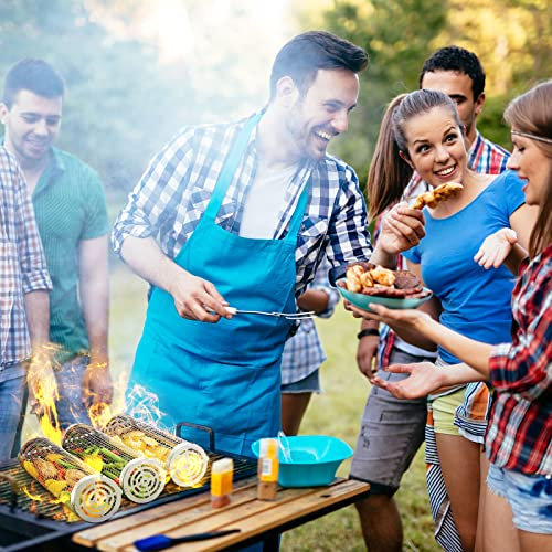 KABIHU Zylindrischer Grillkorb Edelstahl, Zylinder Grillkorb Drehspieß GemüSe mit Gabel, Grill Korb GrillzubehöR für AußEngrill Camping-Essentials, (20CM)