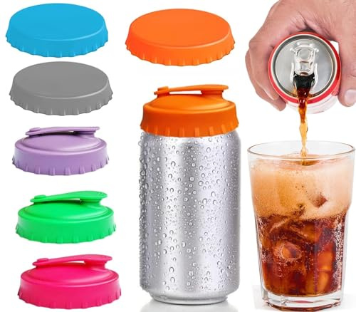 6 st lock för dryckesburkar, dammtätt silikontätningslock, standard läsk ölsparare, burklock för kolsyrade drycker, spillsäkra dryckesöverdrag, matskydd för vattenkoppar, för drycker, flasklock för öl