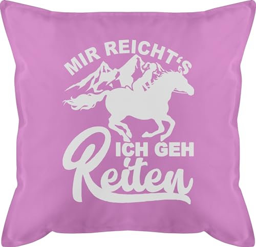 Kissen 50x50 - Pferde - Mir reicht's ich geh reiten mit Pferd - weiß - 50 x 50 cm - Pink - pferdekissen pferdeliebhaber pferde-zubehör pferdespruch kissen+mit+pferdemotiv reit sprüche pferden