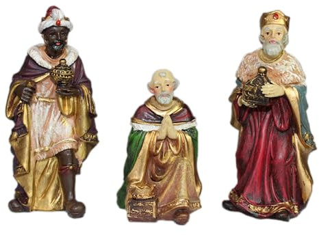 BEST&FREE Figuras Reyes Magos Belen como Figuras Belen Navidad 12cm. 3 Reyes Magos para Belenes De Navidad. Completa Tu Portal De Belen con Las Tres Figuritas De Los Reyes Magos.