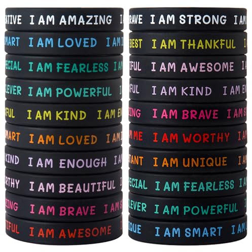 CYCLUSIVE 20 Pieces Students Inspirational Wristbands Rubber Bracelets Fun Motivational Wristbands for Kids Students Back to School Gifts