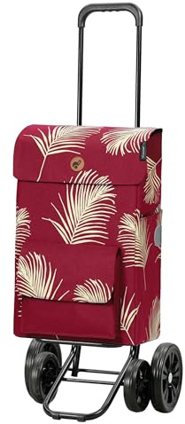 ANDERSEN Einkaufstrolley - Quattro Shopper Signe rot | mit 4 Rädern, höhenverstellbar, schieb- und ziehbar, bis 50 kg - Tasche mit Seitentasche, Innenfach, Reflektoren, 51 L