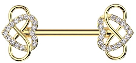 beyoutifulthings Brustwarzen-piercing Gold Silber Zirkonia Herz Unendlichkeits-Schleife Clear Brust-piercing Nippel-piercing Chirurgenstahl Stab 12-mm