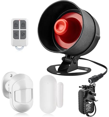 Door Sensor Alarm Motion Sensor home Security Alarm System,Wireless Loud Indoor/Outdoor Weatherproof Siren Horn with Remote Control,burglar alarm system intruder alarm Up to 120db