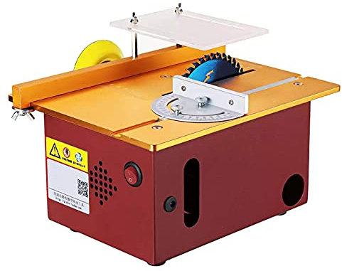 GLJTUO Mini Scie À Table, Scies À Table De Précision, Tour À Bois, Polisseuse, Perceuse, avec Jauge À Onglets, Scie À Table Relevable, pour Bricolage, Modèles en Bois Faits À La M,
