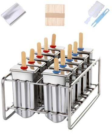 Moules à glace carrés en acier inoxydable avec support, ensemble de machine à glaçons
