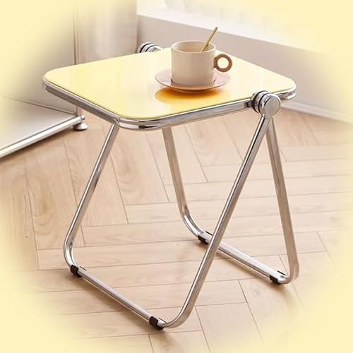 ZJHESXV Moderner Beistelltisch aus klarem Acryl, Couchtisch, tragbarer, Faltbarer Kleiner Beistelltisch, Sofa-Nachttische, für Wohnzimmer und Schlafzimmer, weiß, Größe: 36 x 41 x 44 cm