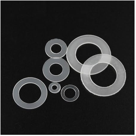 50/100 Stück 0,3/0,5/0,8 mm schwarz/weiß Kunststoff Nylon Ultradünne Unterlegscheibe Flachring Dichtung Unterlegscheibe Dichtung M2 M2,5 M3 M4 M5 M6 M8 M10(White,M4X8X0.3_50PCS)