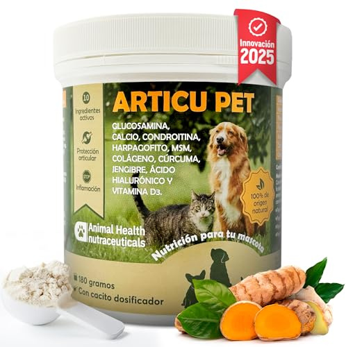 Articu Pet pour Chiens et Chats – Supplément pour os et articulations avec glucosamine, chondroïtine, MSM et collagène – Complément nutritionnel pour Races Petites, Moyennes et Grandes – 180 g