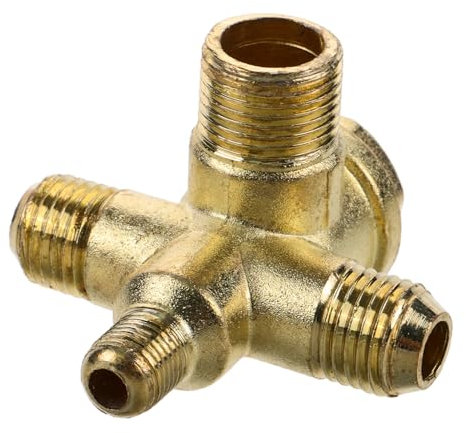 Mikikit 4-Way Threaded Pneumatic Check Valve Copper Air Compressor Joint Accessory Quick Connect Valve for Compressor Safety Control and Pressure Regulation