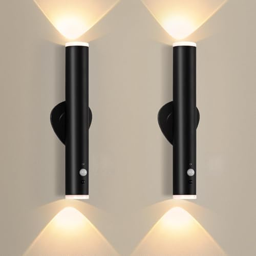 Rechargeable wall lights indoor,Wireless wall sconces set of 2 with ‎Remote Control,Battery Operated Wall lamps Motion Sensor,Portable Magnetic Dimmable LED wall lamp for bedroom Hallway Stairway
