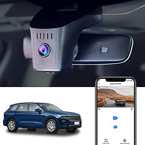 Fitcamx Dashcam Auto Vorne Hinten 2160P+1080P Kompatibel mit VW Touareg 2019 2020 2021 2022 2023 2024, OEM Dashcam 4K UHD Video WiFi, G-Sensor, Loop-Aufnahme, WDR Dasch-cam Auto, mit 128GB Karte