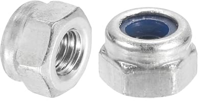 sourcing map 150Pcs M3x0.5 Nylon Insert Hex Lock Nut, 304 Stainless Steel Self-Locking Nylon Insert Stop Nut for Industrial Construction Fasteners, Silver&Blue