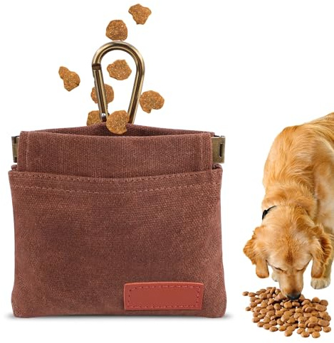 Sac à Friandises pour Chien avec Fermeture Automatique Pochette Dressage Résistante et Mousqueton Amovible, Sac de Promenade Pratique pour Entraînement et Activités Extérieures