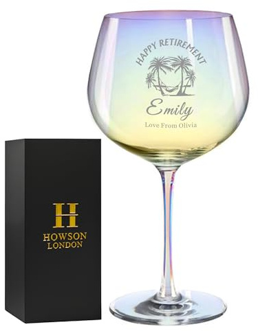Personalised Gin Glass Retirement Gifts for Women Engraved Gin Glass for Women 700ml Custom Cocktail Glass Personalised Retirement Gifts for Her Mum Bestie Friend Girlfriend (Design 2)