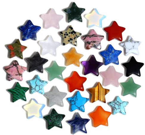 AWARDSEN 20PCS Chakra Pierres Naturelle Set Pierres Précieuses de Cristaux de Guérison étoilés Reiki Protection des Pierres Naturelle Polies Méditation Cristal