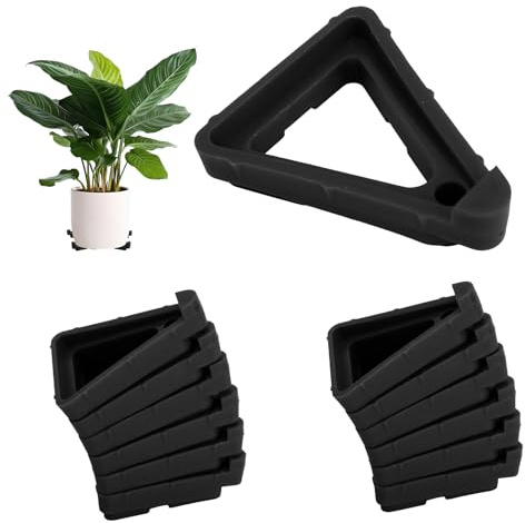 BOXOB 12pz Piedini Vasi Fiori per Fioriere Esterno, Rialzi Vasi Cuscinetti Piedi Fioriere Supporti Triangolari Sollevamento per Migliore Ventilazione Drenaggio e Protezione Pavimento (Nero)