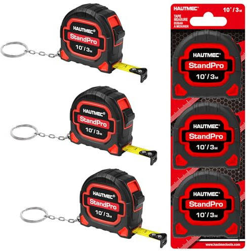 HAUTMEC 3 Stück Maßband 10FT/3M Mini Retractable Maßband Tragbares Kleines Bandmaß, Metrische und Zoll-Skala für Messen,Geeignet für Hauseigentümer HT0252