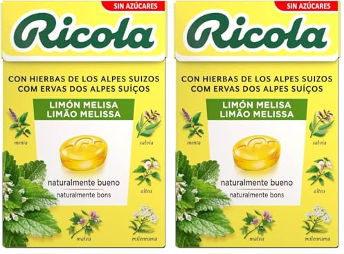 Ricola Caramelos melisa de limón sin azúcar 50 g (Paquete de 2)
