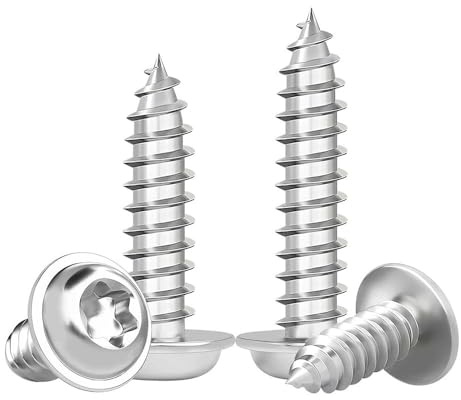 GZSYWZ Torx Tornillos Autorroscantes - Acero inox 304 Plateado Tornillos para Madera Rosca Completa Tornillo de Cabeza Redonda con Arandelas, M3 x 20mm (20 Piezas)
