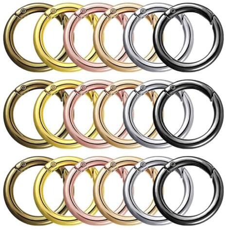 DIYEAH 18 piezas Anillos Mosquetón Redondos con Resorte Hebillas de Metal Duraderas para Manualidades Accesorios para Llaveros y Correas de Bolso Clips Fáciles de Usar para Proyectos DIY