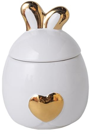 Duuclume Urne commemorative per animali domestici in ceramica a forma di orecchio di coniglio, realizzate a mano, sigillate, per ceneri, funerali, funerali e bara per animali domestici (bianco, 440 ml