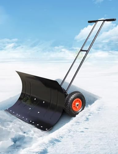 Pala da neve, pala da neve larga 29/39, pala da neve con ruote for la rimozione, manico regolabile in altezza e angolazione(75x43cm/29x17in)