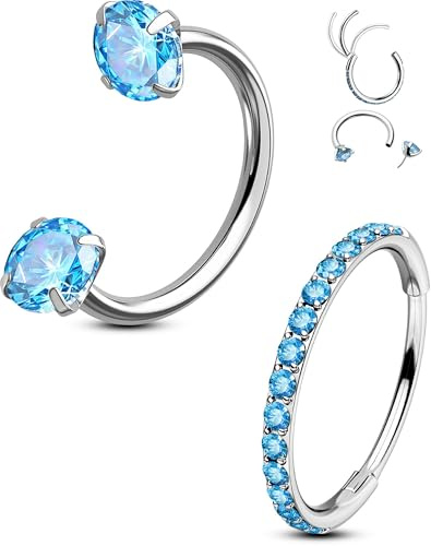 OUFER Body Piercing 2 st 316L rostfritt stål näsa ringar hål 20 G trådig hästsko näsa Nostril piercingar smycken gångjärnsset gångjärn segment helix septum ögonbryn krok, tusensköna örhängen 7/8 mm
