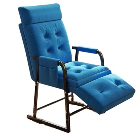 Kontorsstol Hemmakontor Fällbar fåtölj kan ligga platt Lat person Soffa Lunchpaus med ben Dra och ryggstöd Stol Enkelsäng Hemma Balkong Vila(Blue)