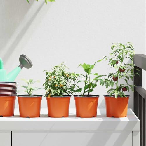 ULUYYUC Set di 50 vasi da fiori moderni, diametro 15 cm, in plastica, effetto ceramica, mini aiuola rialzata per balcone e giardino, 10 x 10 x 8 cm, robusti vasi per piante da interno ed erbe