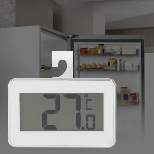Naroote Hochpräzises, Wasserdichtes Elektronisches Thermometer für die Temperatur Im Kühlschrank, Kühlschrank, Gefrierschrank, Kompaktes, Leichtes, Tragbares Kühlschrankthermometer für die (WHITE)