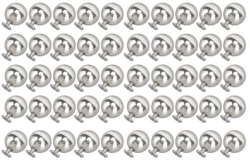 OEBUAFI Juego de 50 Remaches de Esfera de Hierro con Tornillos de 6 Mm para Manualidades y Ropa de Cuero, Elegante Kit de Remaches Decorativos para Bolsos (SILVER)